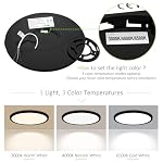 LED Flush Mount Ceiling Light 12in Thin 3CCT Black Wired(1 Pack) - Image 4