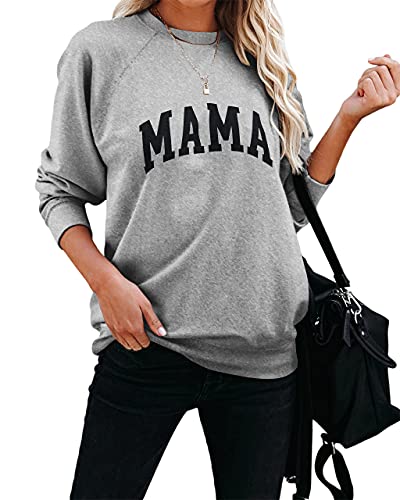 Image of Dressmine Womens Mama Sweatshirts Long Sleeve Shirts Casual Cute Pullover