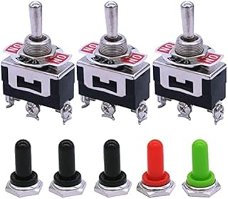 mxuteuk 3pcs Heavy Duty Momentary Rocker Toggle Switch 16A 250V 20A 125V DPDT (ON)/OFF/(ON) 6 Terminal 3 Position + 5pcs Metal Knob Cover Cap Waterproof, 2 Years Warranty Ten-223-5mz-B223