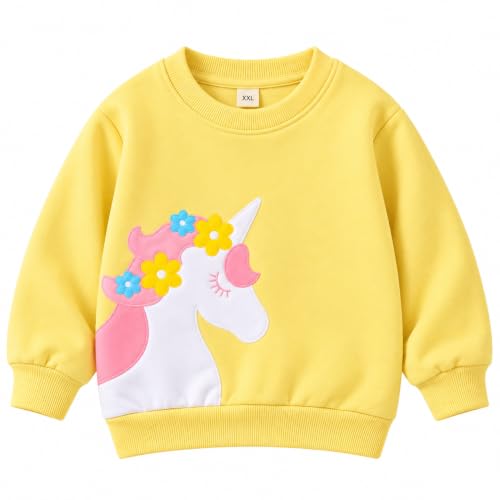Image of Bold N Elegant Kid's Full Sleeve Unicorn Print Prewinter Cotton Round Neck Sweatshirt Pullover Tee For Infant Toddler Baby Girl's Kids