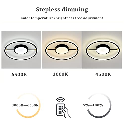 Ventilateur de plafond avec éclairage anneau LED réglable à distance