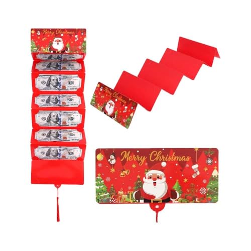 Natwo Christmas Money or Gift Card Holder with Envelopes 10 Slots Surprise Christmas Xmas Gift Card Holder for Santa Cash Supplies (1PCS)