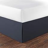 Nautica - King Bed Skirt, Pre-Washed Cotton with Split Corners for Easy Fit, 15-Inch Tailored Drop, 150 Thread Count (Solid Navy)
