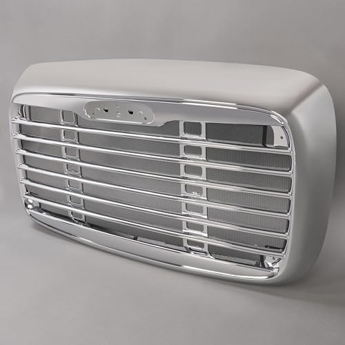 ALMULOO Grille Compatible with 2000-2008 Freightliner Columbia W/Bug Screen Silvery Black Front Bumper Grill Chrome+Electrophoresis Replacement for A1715251002 A1715251003 2425202 by ALMULOO - Image 7