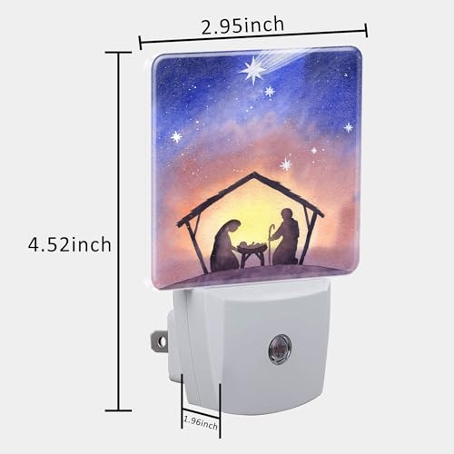 Image of Birth of Jesus in Bethlehem Night Light Plug into Wall with Dusk to Dawn Sensor Cute Nightlight for Kid Girls Boys Women Men Room Decor, Hallway, Kitchen, Bathroom, Nursery, Stairs