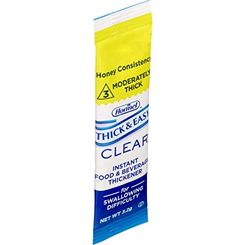 Thick & Easy® Clear Food & Beverage Thickener Packet, Powder Thickener for Dysphagia Diets and Swallowing Support, Honey Consistency IDDSI Level 3, 3.2 g Packets - 100 Count