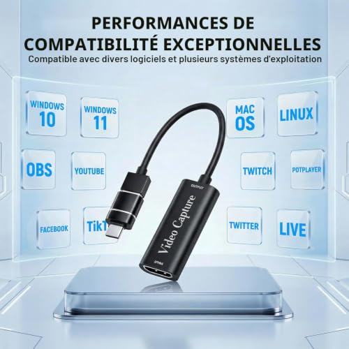 Carte D'acquisition Vidéo HDMI vers USB C, Boitier Acquisition Video – vue 6