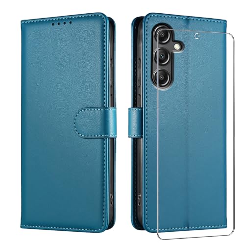 JUNETOP Funda para Samsung Galaxy A37/A36 5G con Cristal Templado, Turquesa
