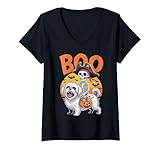 Photo Gallery donna costume spettrale di lhasa apso su boo lhasa apso halloween maglietta con collo a v Photo Gallery donna costume spettrale di lhasa apso su boo lhasa apso halloween maglietta con collo a v