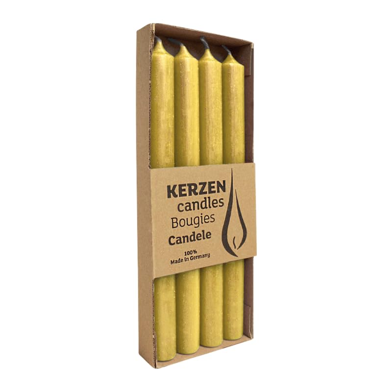 luterna Candele in paraffina, senape, rustiche, 250/22 mm, durata circa 10 ore, senza plastica, 4 pezzi