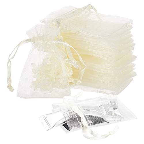 NBEADS 100pz Sacchetti di Organza, 7x5cm Coriandoli Bianchi Piccoli Gioielli Sacchetti Bomboniere Regalo per Bracciale Collana Perline Portaoggetti