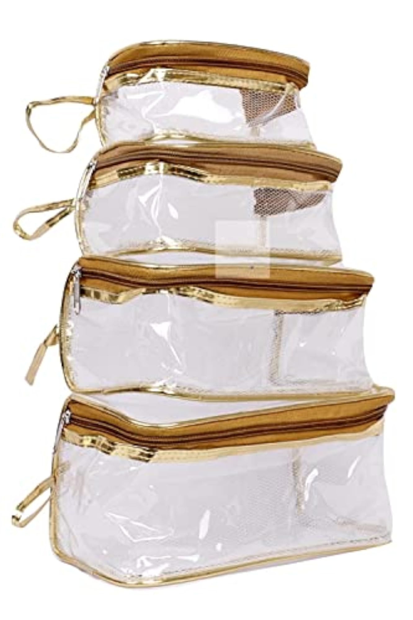 Set of 4 Multipurpose Transparent Travel Pouch Makeup Kits
