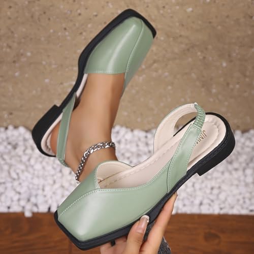 Large size Mary Jane women's shoes - Elegant retro casual square toe flat solid color shoes3