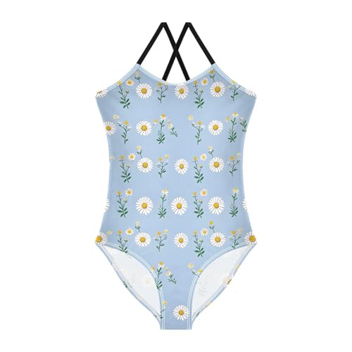 Daisy Pattern Girls One Piece Swimsuits Quick Dry Beach Swimwear Bathing Suit, 3T Multicoloured