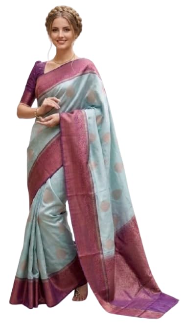 Sari indio de seda Banarasi ropa tradicional mujer con blusa