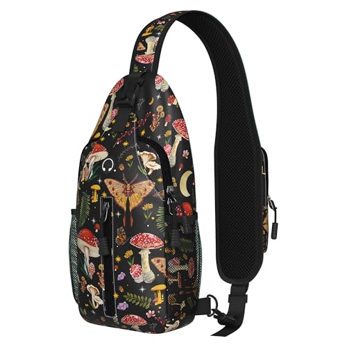 Image of Mushroom Sling Bag For Women Men Small Crossbody Bags Mini Water Resistant Casual Chest Bag Backpack Shoulder Daypack For Travel Hiking