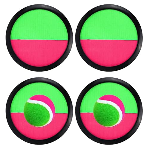 Ajuanbazha Jeu Catch Ball et Toss, Balle Raquette Scratch Jeux Set mit 4 Palettes de Balles und 2 Bällen, Raquette Scratch für Garten, Strand, Pool und...