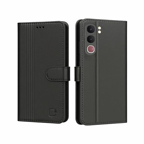 Image of AIBEX Shock Proof Flip Compatible for Vivo Y31 5G Flip Cover Leather Finish | Inside TPU with Card Pockets | Wallet Stand | Complete Protection Flip Case - Black