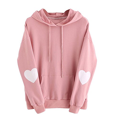 Sweat à capuche pull long femme haut chemisier manches longues coeur