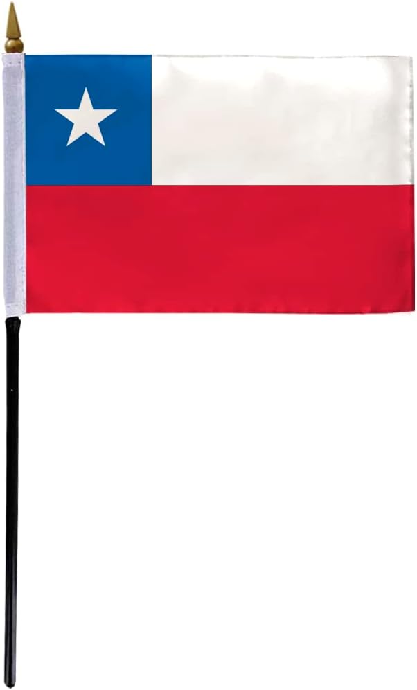 AGAS Chile Flag - 3x5 ft - Printed Single Sided on Polyester - Stitched Edges - Polyester Header Metal Grommets