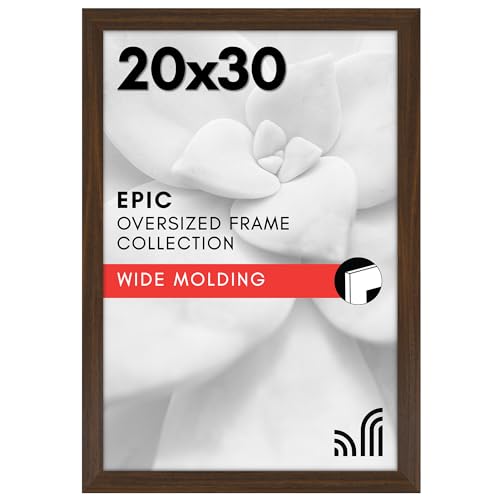 Americanflat 20x30 Poster Frame with Polished Plexiglass - Wide Picture Frames Made of Engineered Wood for Vertical or Horizontal Wall Display - Epic Collection - Walnut
