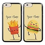 BRGiftShop Personalized Custom Name Rubber Phone Case for iPhone SE 2020, 6 6s / 7/8 Set of 2 Best Friends Cheese Burger French Fries Besties