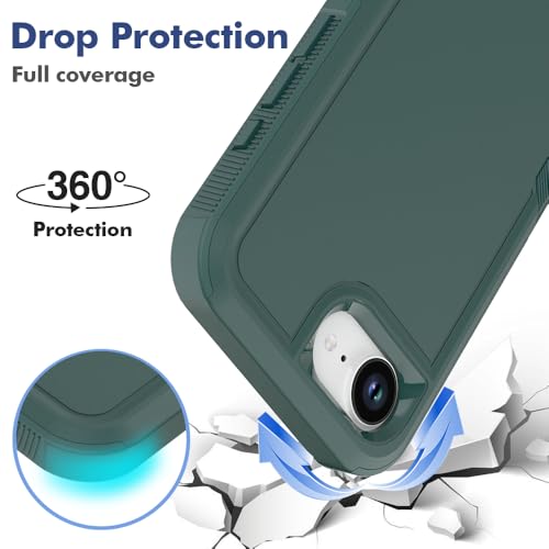 Jeylly Case for iPhone 17E/16E with 2 Pack HD Screen Protector, Military Grade Drop Protection Anti Scratch Shockproof Protective Cell Phone Case for iPhone 17E/16E (6.1''), Green by Jeylly - Image 6