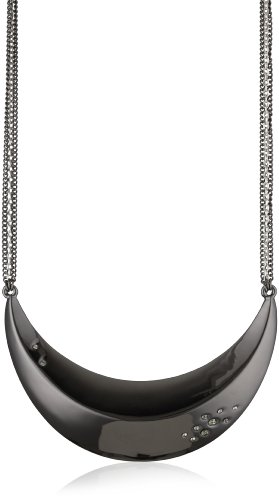 Kenneth Cole New York "Modern Orchid" Hematite-Color Half Moon Pave Frontal Necklace