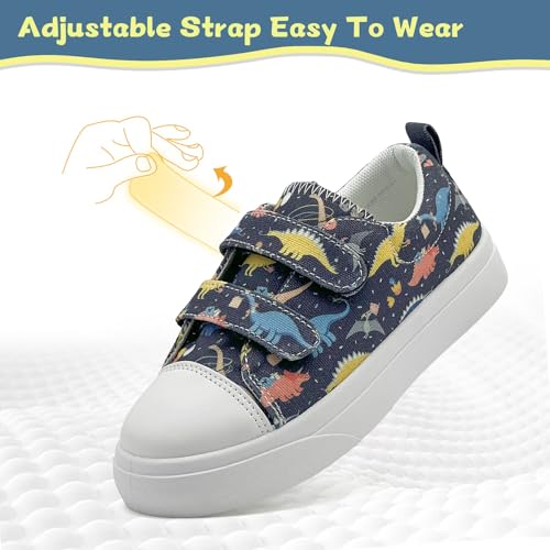 Toddler Shoes for Boys and Girls Low Top Adjustable Strap Kids Canvas Sneakers Walking Running Casual Shoes4