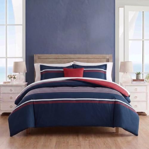 Nautica - Queen Duvet Cover Set, Cotton Reversible Bedding with Matching Shams, Medium Weight for All Seasons (Mineola Navy, Queen) by Nautica - Used condition - Image 6