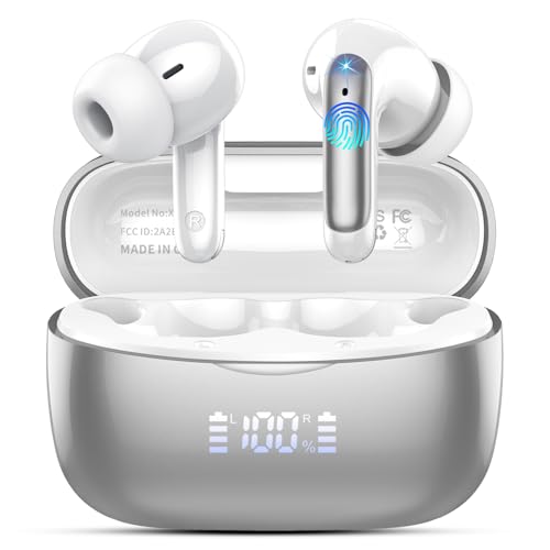 AI Translation Earbuds Real Time Voice Translator Device with Audio & Video Calls, 164 Languages, Bluetooth 5.4 Translator Earbuds with APP, Instant Language Translator, Light Silver