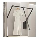 Pull Down Closet Rod for Hanging Clothes, Retractable Wardrobe Hanger for Cabinet Inside Width 35'~47.2', Aluminium alloy Tubing with Plastic Housing, 44 lb Weight Rating