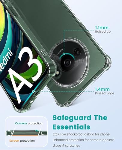 Image of BOXXO Flexible Back Cover for Mi Redmi A3 4G / A3 2024 | Back Cover Transparent Clear Shockproof Case Four Corner Protection | Slim Protective Mobile Phone Cover for Mi Redmi A3 4G / A3 2024