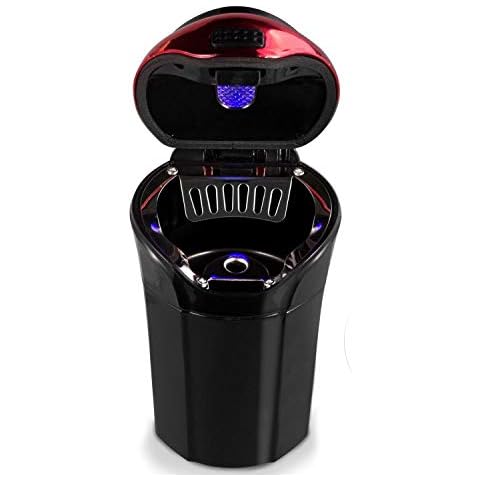 Car Ashtray, Car Ashtray Lighter Set Detachable, Car Ashtray with Lid Blue LED Light Indicator for Car, Home, Office and Travel Cover