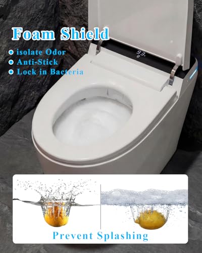 Image of Smart Toilet with Auto Open /Close, Bidet Function, Heated Seat & Dryer, One Piece Elongated Modern Toilet with Foam Shield Technology, Heated Seat, Night Light,Tankless Toilets for Bathrooms