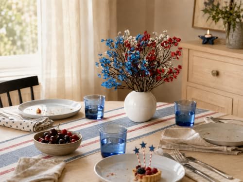 Image of Mandy's 6 Bundles Artificial Red White Blue Baby's Breath Flowers
