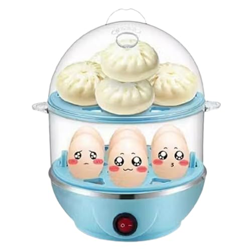 14-Egg Double-Layer Electric Boiler & Multi-Function Steamer | 350W Rapid Egg Cooker | Auto Shut-Off & Overheat Protection | Stainless Steel Heating Plate |Color Blue-picture-33