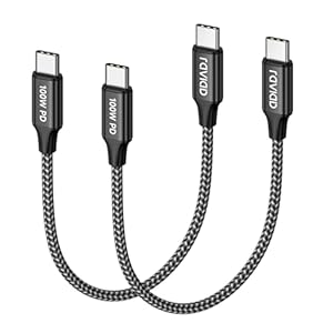 RAVIAD USB C to USB C Charger Cable Short 2Pack 0.3M 100W 5A Fast Charging Cable Type C Charger Fast Charge Lead USBC to USBC Cord for iPhone 16 15 Pro Max, Galaxy S24 S23 S22, MacBook, iPad Pro Air