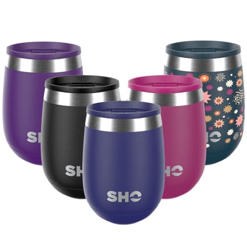 SHO Pacto - Ultimate Insulated Stainless Steel Reusable Coffee Cup & Stemless Wine Tumbler - 4 Hours Hot, 8 Hours Cold - 360ml - BPA Free (Midnight Blue, 360ml)