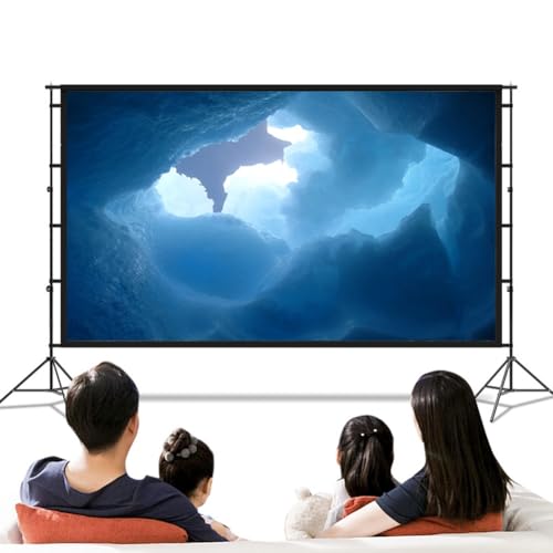 Pantalla de proyector portátil con soporte, 16:9 4K HD, tela ligera sin arrugas, con bolsa de transporte, para cine en casa y fiestas al aire libre (60in/16:9) miniatura 3