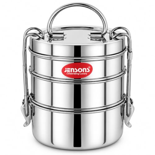 Image of JENSONS 3-Tier Stainless Steel Clip Lunch Box