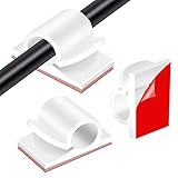 40pcs White Cable Clips Self Adhesive - Outdoor Light Wire Clips Self Adhesive Cable Tidy Hooks Cord Organiser Holder Cable Management for Workshop Home Office Christmas Decorations Fairy Light