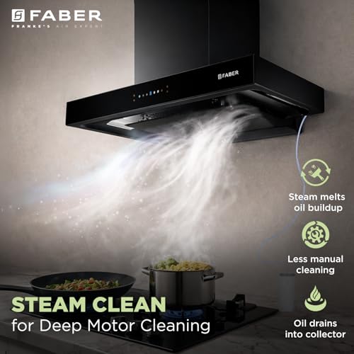 Image of Faber Thunderbolt 90cm 1800m /hr BLDC Chimney | Steam Clean T-Shape Silent Hood with Powerful Suction | Ideal for 4-6 Burners | 12Yr Motor, 5Yr Product Warranty | Hood Thunderbolt Max BLDC FLSWSCIN90