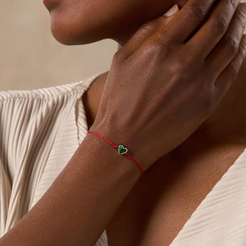 KARMA AND LUCK Red String Bracelet for Women – Adjustable 5”–8” Drawstring – Evil Eye, Hamsa, Moon & Stars, Heart, Malachite – Enamel Charms for Protection, Luck & Good Karma – Handmade in Thailand2