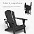 Patio Kingdom Folding Adirondack Chairs with Cup Holders, Set of 6 HDPE Plastic Outdoor Chairs, Weather Resistant, Real Wood Look, Heavy-Duty Patio Furniture for Deck, Fire Pit, Backyard, Black