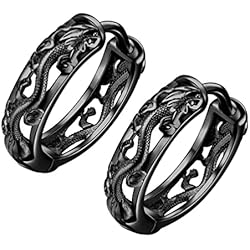 Holibanna 1 par de Pendientes de Aro de Dragón de Filigrana Vintage Pendientes de Aro Hueco de Animales de Dragón Punk Gótico Pendientes de Aro Huggie para Hombres Y Mujeres Pendientes