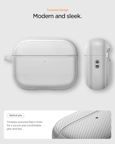 Image of Spigen for AirPods Pro 3 Case, Classic Fit Compatible with AirPods Pro 3rd Generation Case (2025), Premium Fabric Cover with Carabiner - Heather Gray