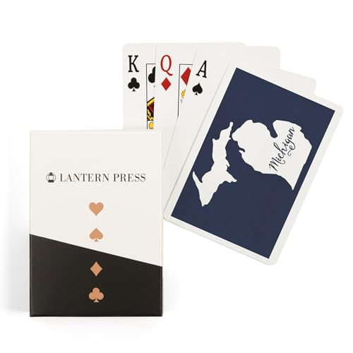 52 Cartas de Poker Michigan White on Navy