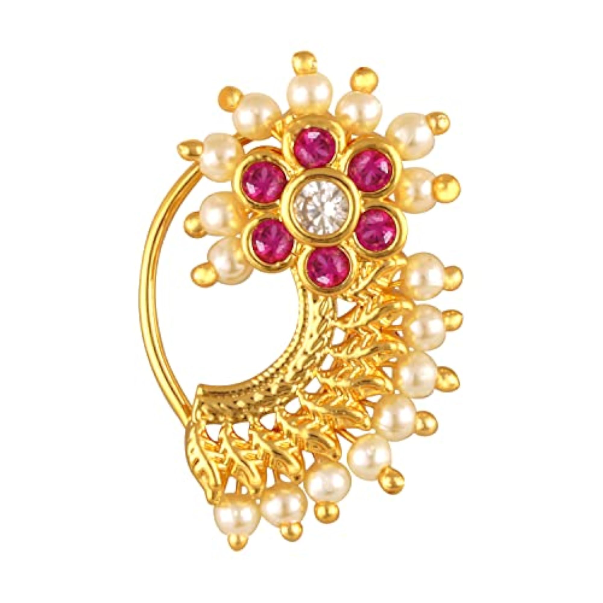 Women's Gold Plated Ancient Designs Nath, Traditional Elegance