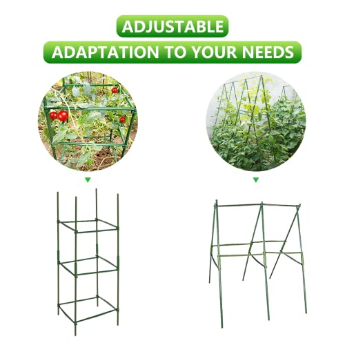 Tomato Cage Plant Support For Garden - 13 Inch By 37 Inch Climbing Plant Stake Square Rust Resistant Plant Trellis With 3Pcs Clips Outdoor Plant Stand Cage For Vegetable Flowers Fruit Cucumber Rose #TOP3
